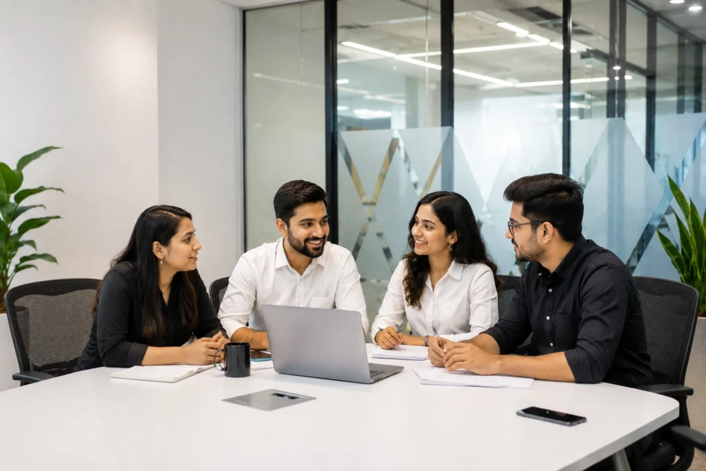 Modern managed office space in Pune with collaborative work areas.